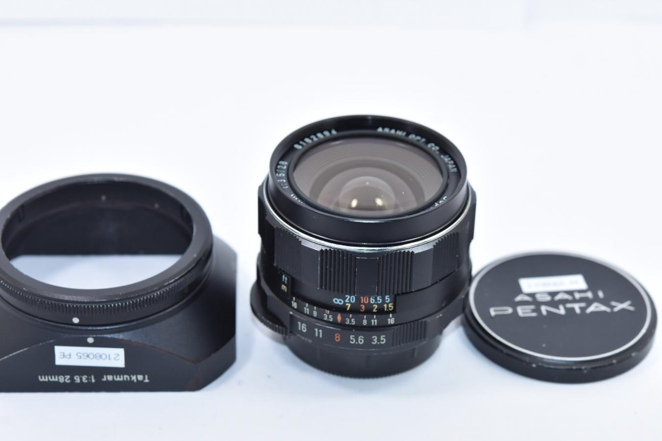 PENTAX Super-Multi-Coated TAKUMAR 28mm F3.5 純正メタルフード付 ...