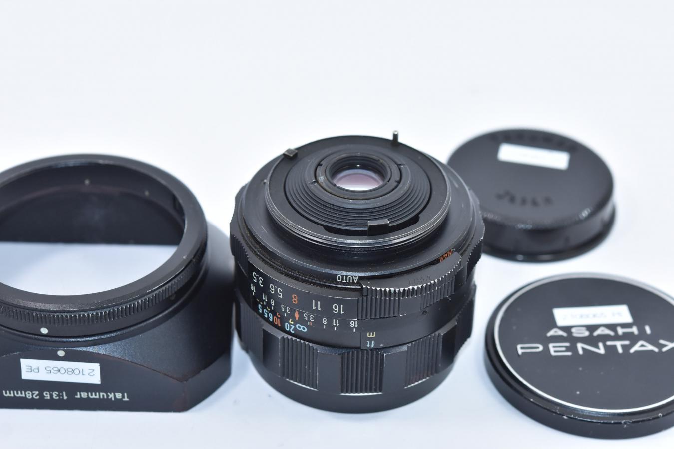 PENTAX Super-Multi-Coated TAKUMAR 28mm F3.5 純正メタルフード付 ...