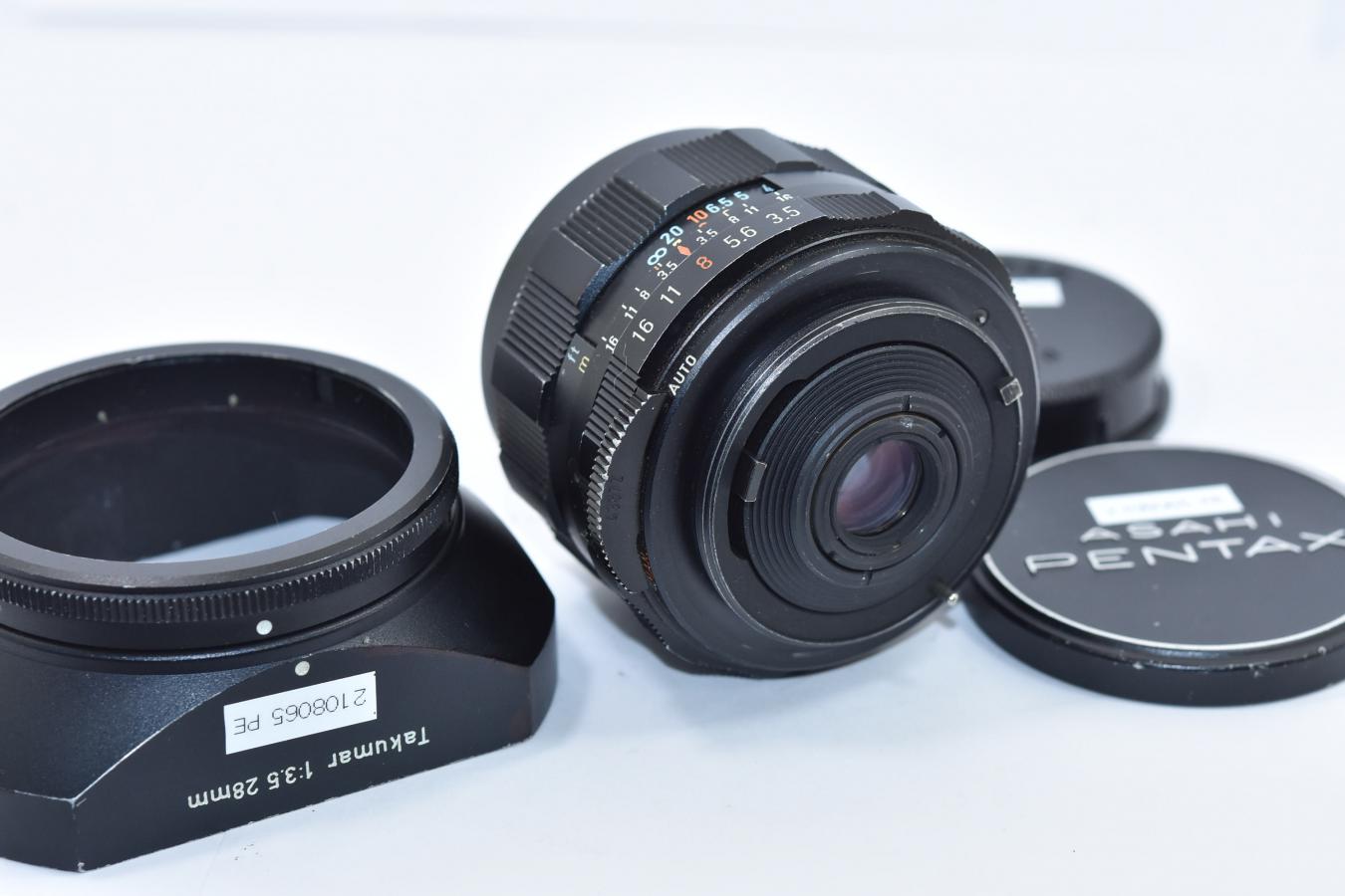 PENTAX Super-Multi-Coated TAKUMAR 28mm F3.5 純正メタルフード付 ...