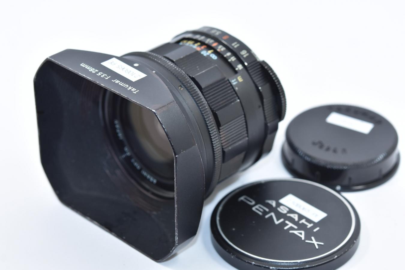 PENTAX Super-Multi-Coated TAKUMAR 28mm F3.5 純正メタルフード付 ...