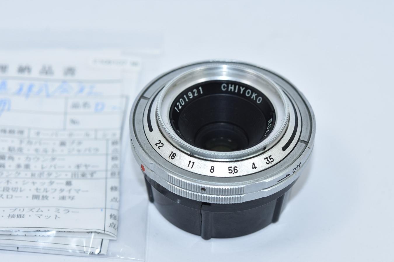 希 少】CHIYOKO ROKKOR 3.5cm F3.5 整備済 【MINOLTA SUPER A用交換