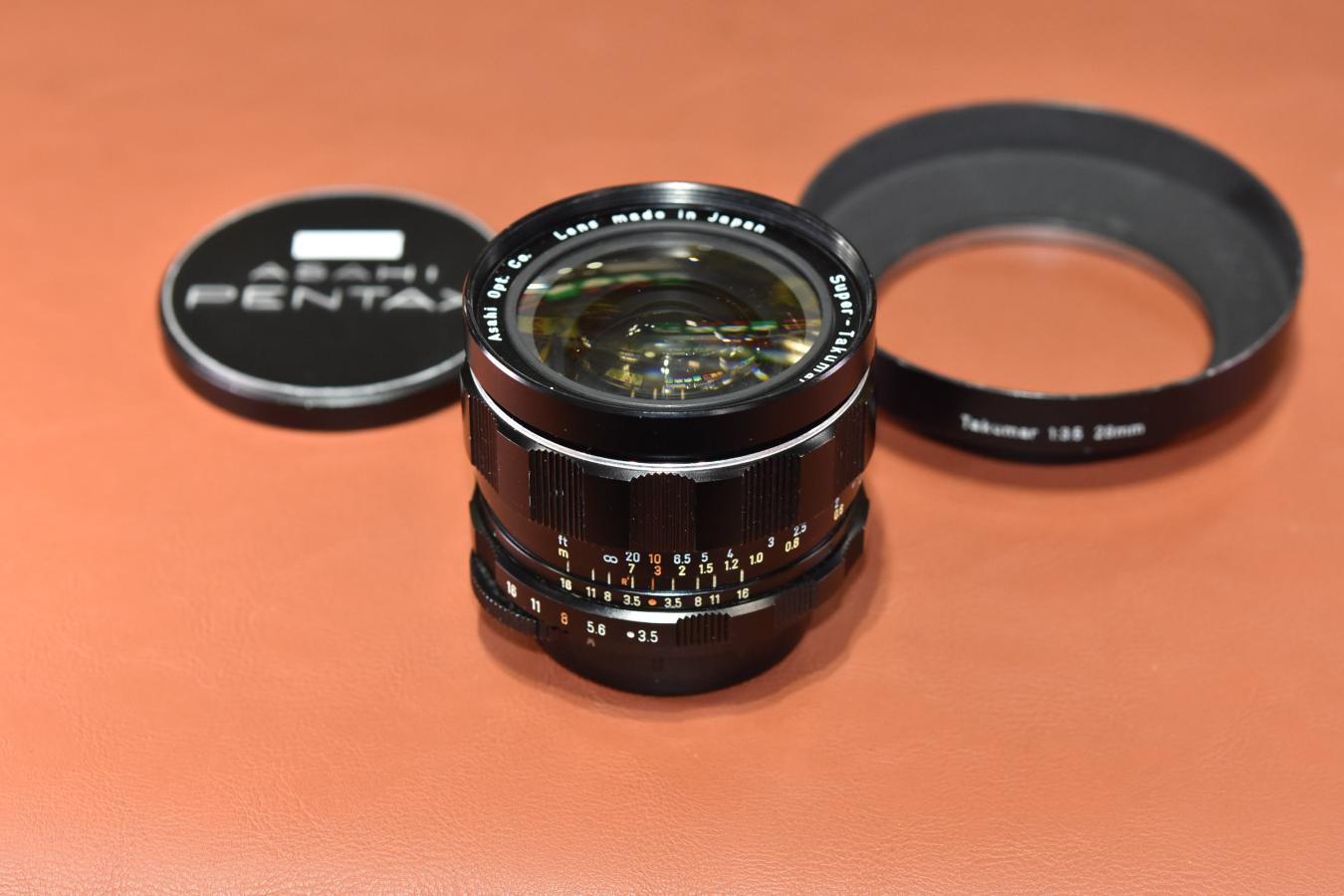 希 少】 PENTAX Super-Takumar 28mm F3.5 初期型 純正メタルフード付 ...