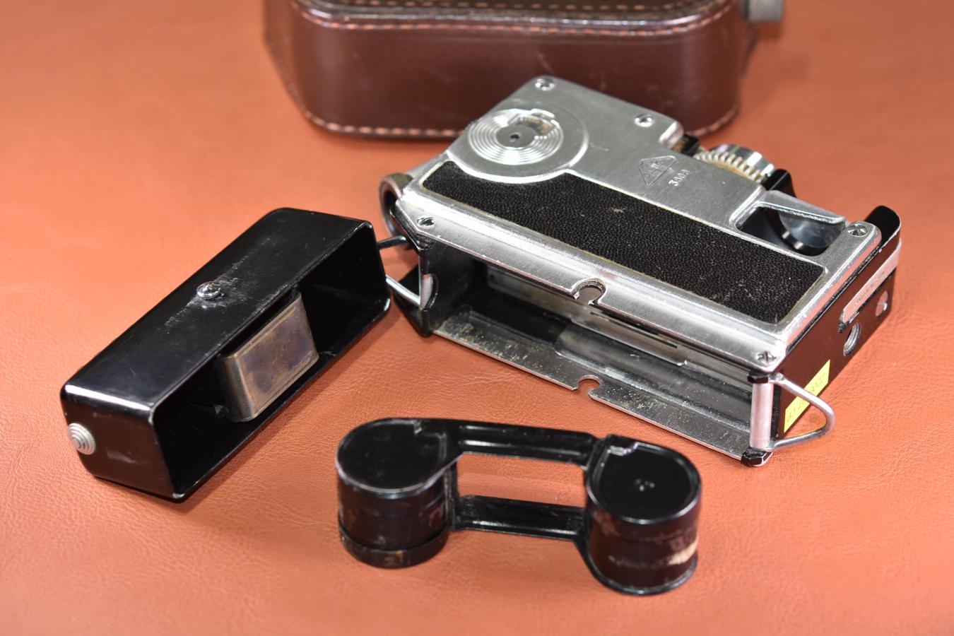 希 少】Goerz Minicord Silver×Black 純正本革ケース、フィルム