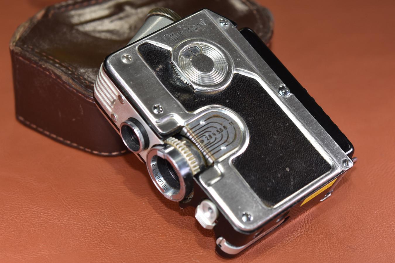 希 少】Goerz Minicord Silver×Black 純正本革ケース、フィルム