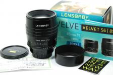 【希 少】 LENSBABY VELVET 85mm F1.8 メーカー保証書、純正フード、取説、元箱付一式 【ソニーEマウントレンズ】