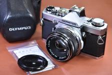 OLYMPUS OM-1 シルバー F.ZUIKO AUTO-S 50/1.8 付 整備済 【純正ケース付】