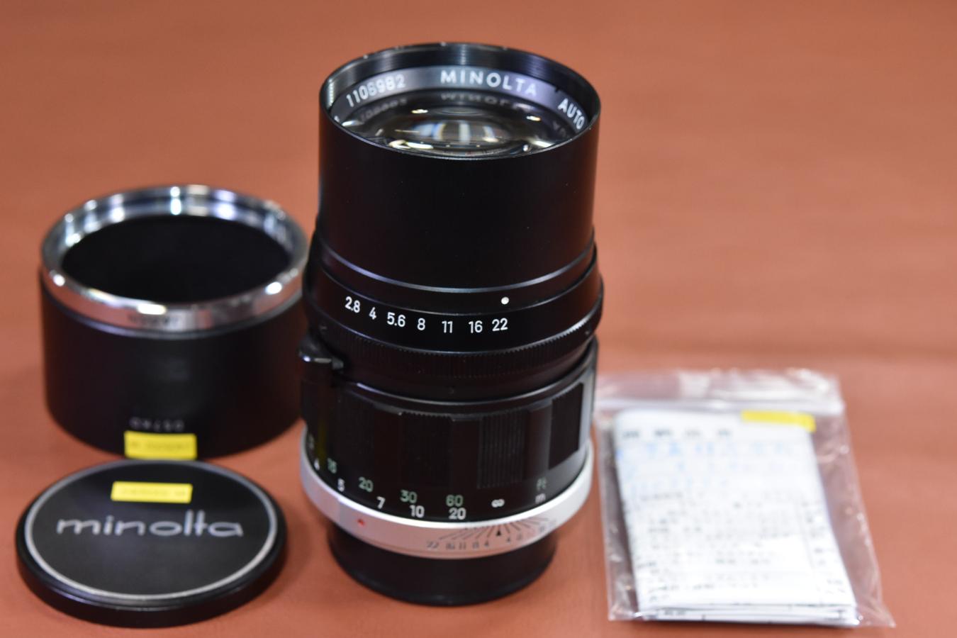 MINOLTA AUTO TELE ROKKOR-PF 135mm F2.8 整備済 【純正メタルフードD57KD付】