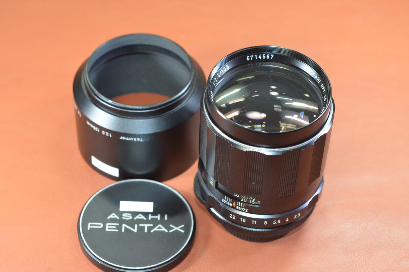 PENTAX Super-Multi-Coated TAKUMAR 135mm F2.5 純正メタルフード付【カメラ女子に絶大な人気のオールドレンズ M42マウントレンズ】