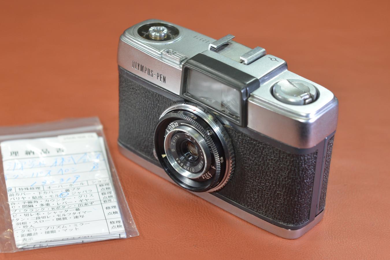 【希 少】OLYMPUS PEN 初期型 片耳 整備済【Olympus D.Zuiko 2.8cm F3.5 レンズ搭載】